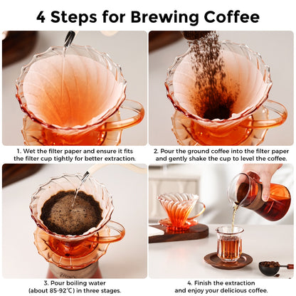 BINCOO Pour-Over Coffee Dripper Set with High Borosilicate Glass Heat-Resistant Sharing Pot and Manual Coffee Grinder Coffee Brewing Equipment Set