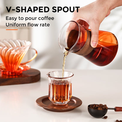 BINCOO Pour-Over Coffee Dripper Set with High Borosilicate Glass Heat-Resistant Sharing Pot and Manual Coffee Grinder Coffee Brewing Equipment Set