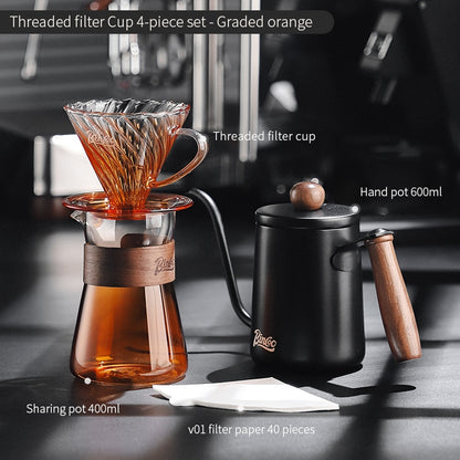 BINCOO Pour-Over Coffee Dripper Set with High Borosilicate Glass Heat-Resistant Sharing Pot and Manual Coffee Grinder Coffee Brewing Equipment Set