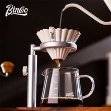 BINCOO Solid Wood Pour-Over Coffee Stand Home Ceramic Filter Cup Coffee Pot Set Complete Set with Manual Coffee Grinder