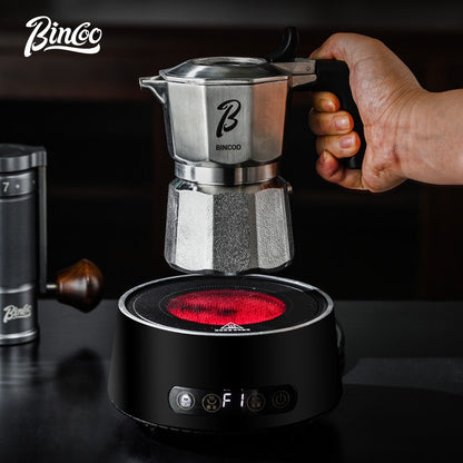 BINCOO 316 Stainless Steel Moka Pot Three-Valve Coffee Pot Home Use Compact Espresso Maker Set 2Cups