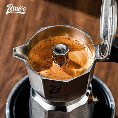 BINCOO 316 Stainless Steel Moka Pot Three-Valve Coffee Pot Home Use Compact Espresso Maker Set 2Cups