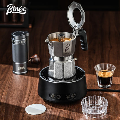 BINCOO 316 Stainless Steel Moka Pot Three-Valve Coffee Pot Home Use Compact Espresso Maker Set 2Cups