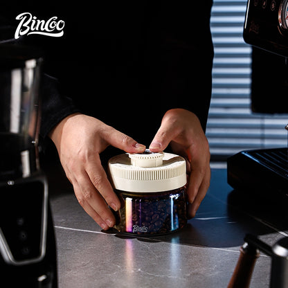 BINCOO Coffee Bean Moisture-Proof Sealed Jar Glass Storage Can Coffee Powder Date-Recording Press-to-Vacuum Storage Tank 400/600/800/1200ML