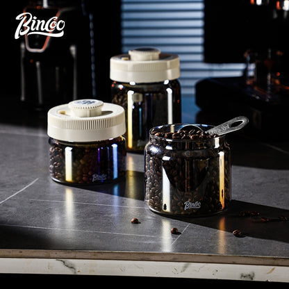 BINCOO Coffee Bean Moisture-Proof Sealed Jar Glass Storage Can Coffee Powder Date-Recording Press-to-Vacuum Storage Tank 400/600/800/1200ML