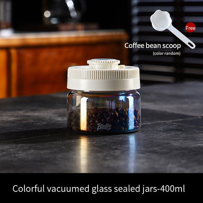 BINCOO Coffee Bean Moisture-Proof Sealed Jar Glass Storage Can Coffee Powder Date-Recording Press-to-Vacuum Storage Tank 400/600/800/1200ML