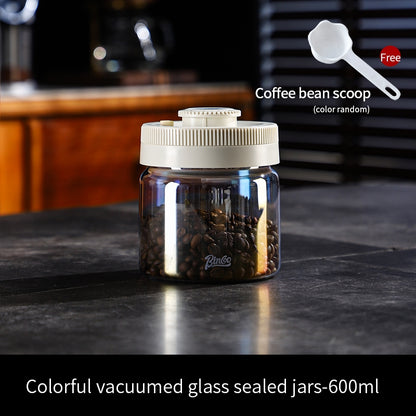 BINCOO Coffee Bean Moisture-Proof Sealed Jar Glass Storage Can Coffee Powder Date-Recording Press-to-Vacuum Storage Tank 400/600/800/1200ML