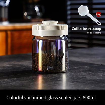 BINCOO Coffee Bean Moisture-Proof Sealed Jar Glass Storage Can Coffee Powder Date-Recording Press-to-Vacuum Storage Tank 400/600/800/1200ML