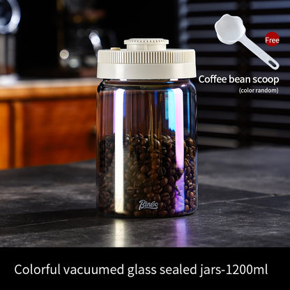 BINCOO Coffee Bean Moisture-Proof Sealed Jar Glass Storage Can Coffee Powder Date-Recording Press-to-Vacuum Storage Tank 400/600/800/1200ML