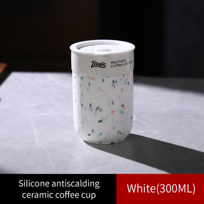 BINCOO Ceramic-lined Coffee Mug Thermal Cup Insulated Coffee Cup Portable for Office Travel and Outdoor 300ML