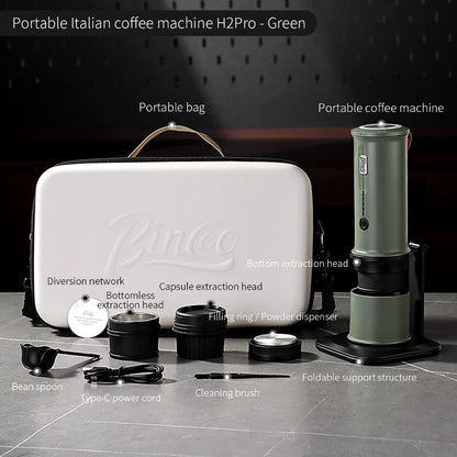 BINCOO H2Pro 3 IN 1 Portable Espresso Coffee Maker Portable Coffee Machine Capsule Coffee Machine Compact Electric Espresso Extractor