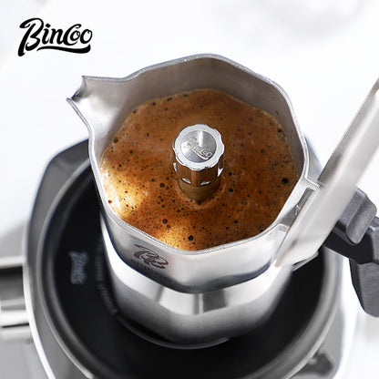 BINCOO 316 Stainless Steel Three-Valve Moka Pot with Electric Grinder Set Suitable for Outdoor Travel and Office Use 2Cups