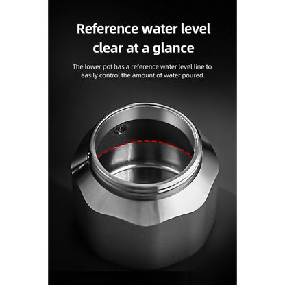 BINCOO 316 Stainless Steel Three-Valve Moka Pot with Electric Grinder Set Suitable for Outdoor Travel and Office Use 2Cups