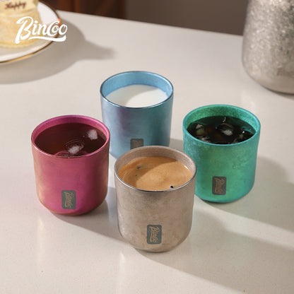 BINCOO Pure Titanium Insulated Mug Thermal Coffee Cup for Hot and Cold Beverages Premium Lightweight Luxury Portable Travel Mug Ideal for Outdoor Adventures 230ML