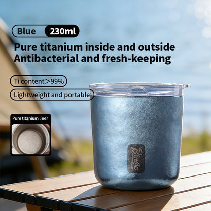 BINCOO Pure Titanium Insulated Mug Thermal Coffee Cup for Hot and Cold Beverages Premium Lightweight Luxury Portable Travel Mug Ideal for Outdoor Adventures 230ML