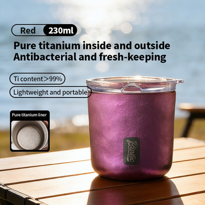 BINCOO Pure Titanium Insulated Mug Thermal Coffee Cup for Hot and Cold Beverages Premium Lightweight Luxury Portable Travel Mug Ideal for Outdoor Adventures 230ML