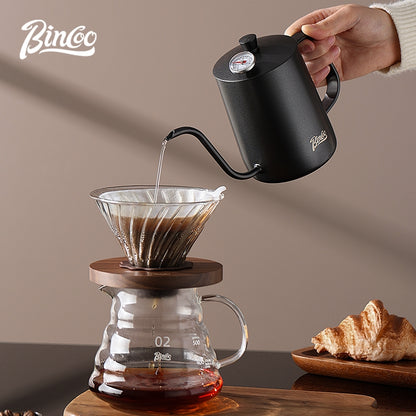 BINCOO Coffee Stainless Steel Hand Brewing Pot Home Brewing Drip-Style Long-Spouted Fine-Nozzle Kettle Camping Outdoor Portable Pour-Over Kettle 350ML/600ML
