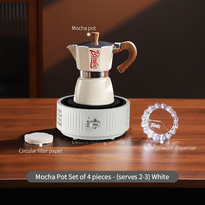 BINCOO Single-Valve Moka Pot Set Coffee Maker Home Coffee Machine with Electric Stove Set Coffee Bean Grinder Set 3Cups/6Cups