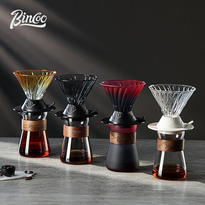 BINCOO Coffee Smart Cup with Manual Grinder Set V60 Glass Hand Brewing Filter Cup Glass Sharing Pitcher Set
