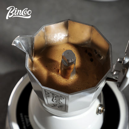 BINCOO Double-Valve Coffee Moka Pot with Electric Stove Set Home Coffee Brewing Set Italian Espresso Extraction Coffee Maker 2Cups