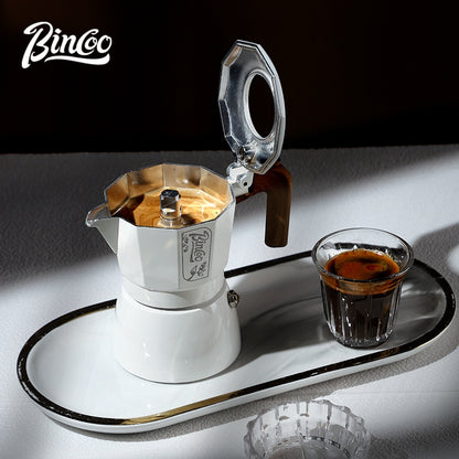BINCOO Double-Valve Coffee Moka Pot with Electric Stove Set Home Coffee Brewing Set Italian Espresso Extraction Coffee Maker 2Cups