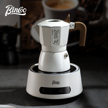 BINCOO Double-Valve Coffee Moka Pot with Electric Stove Set Home Coffee Brewing Set Italian Espresso Extraction Coffee Maker 2Cups