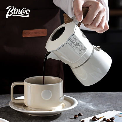 BINCOO Double-Valve Coffee Moka Pot with Electric Stove Set Home Coffee Brewing Set Italian Espresso Extraction Coffee Maker 2Cups