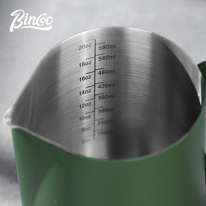 BINCOO Coffee Latte Art Cup with Latte Art Needle Professional Stainless Steel Coffee Latte Art Cup Thickened with Internal Graduations 350ML/600ML