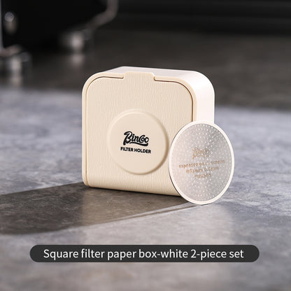 BINCOO Wall-mounted Round Coffee Filter Storage Box No Drilling Required with Water Divider Net and Filter Papers