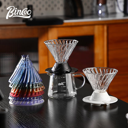 BINCOO Hands-on Smart Cup V60 Coffee Dripper Glass Twisted Spiral Coffee Sharing Pot Set Coffee Equipment