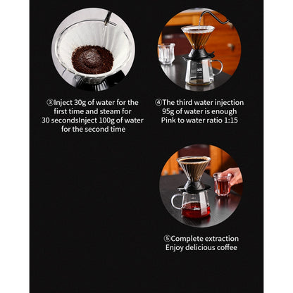 BINCOO Hands-on Smart Cup V60 Coffee Dripper Glass Twisted Spiral Coffee Sharing Pot Set Coffee Equipment