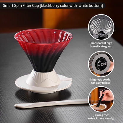 BINCOO Hands-on Smart Cup V60 Coffee Dripper Glass Twisted Spiral Coffee Sharing Pot Set Coffee Equipment