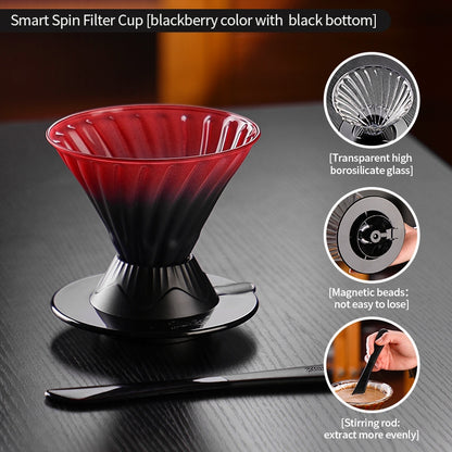BINCOO Hands-on Smart Cup V60 Coffee Dripper Glass Twisted Spiral Coffee Sharing Pot Set Coffee Equipment