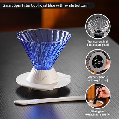 BINCOO Hands-on Smart Cup V60 Coffee Dripper Glass Twisted Spiral Coffee Sharing Pot Set Coffee Equipment