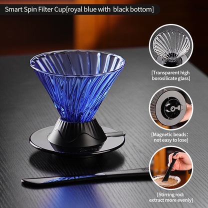 BINCOO Hands-on Smart Cup V60 Coffee Dripper Glass Twisted Spiral Coffee Sharing Pot Set Coffee Equipment