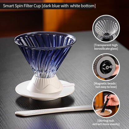 BINCOO Hands-on Smart Cup V60 Coffee Dripper Glass Twisted Spiral Coffee Sharing Pot Set Coffee Equipment