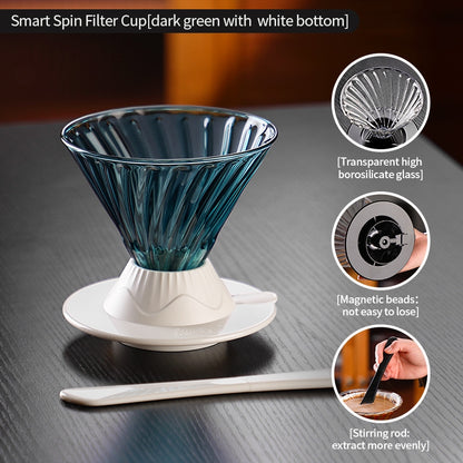 BINCOO Hands-on Smart Cup V60 Coffee Dripper Glass Twisted Spiral Coffee Sharing Pot Set Coffee Equipment