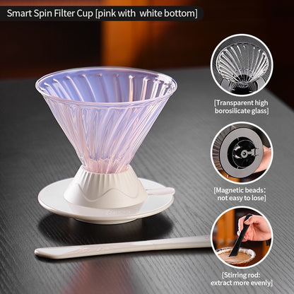 BINCOO Hands-on Smart Cup V60 Coffee Dripper Glass Twisted Spiral Coffee Sharing Pot Set Coffee Equipment