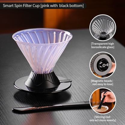 BINCOO Hands-on Smart Cup V60 Coffee Dripper Glass Twisted Spiral Coffee Sharing Pot Set Coffee Equipment