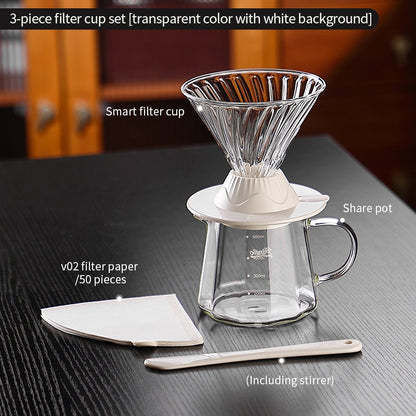 BINCOO Hands-on Smart Cup V60 Coffee Dripper Glass Twisted Spiral Coffee Sharing Pot Set Coffee Equipment