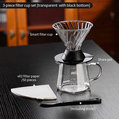BINCOO Hands-on Smart Cup V60 Coffee Dripper Glass Twisted Spiral Coffee Sharing Pot Set Coffee Equipment