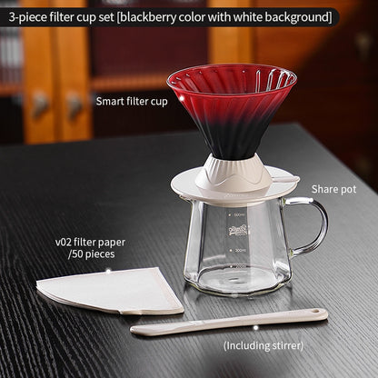 BINCOO Hands-on Smart Cup V60 Coffee Dripper Glass Twisted Spiral Coffee Sharing Pot Set Coffee Equipment