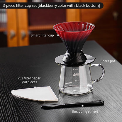 BINCOO Hands-on Smart Cup V60 Coffee Dripper Glass Twisted Spiral Coffee Sharing Pot Set Coffee Equipment