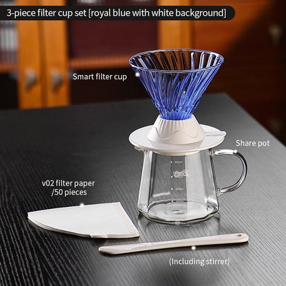 BINCOO Hands-on Smart Cup V60 Coffee Dripper Glass Twisted Spiral Coffee Sharing Pot Set Coffee Equipment