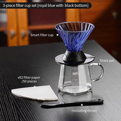 BINCOO Hands-on Smart Cup V60 Coffee Dripper Glass Twisted Spiral Coffee Sharing Pot Set Coffee Equipment