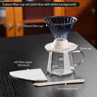 BINCOO Hands-on Smart Cup V60 Coffee Dripper Glass Twisted Spiral Coffee Sharing Pot Set Coffee Equipment