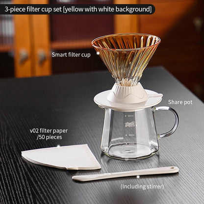 BINCOO Hands-on Smart Cup V60 Coffee Dripper Glass Twisted Spiral Coffee Sharing Pot Set Coffee Equipment