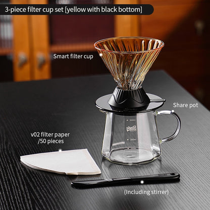 BINCOO Hands-on Smart Cup V60 Coffee Dripper Glass Twisted Spiral Coffee Sharing Pot Set Coffee Equipment