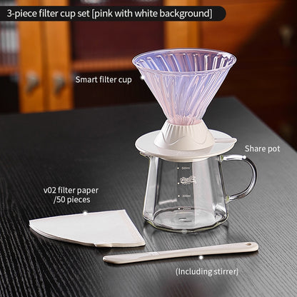 BINCOO Hands-on Smart Cup V60 Coffee Dripper Glass Twisted Spiral Coffee Sharing Pot Set Coffee Equipment