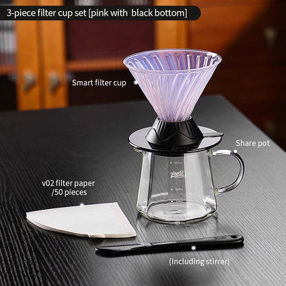 BINCOO Hands-on Smart Cup V60 Coffee Dripper Glass Twisted Spiral Coffee Sharing Pot Set Coffee Equipment